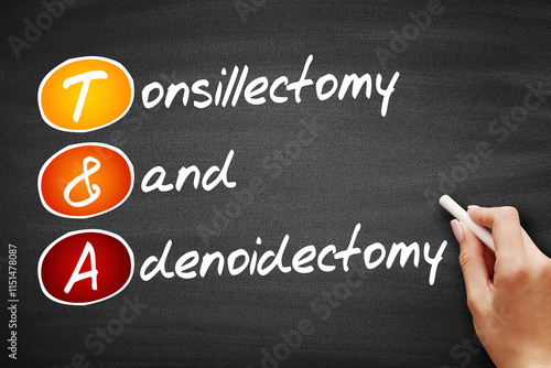 T&A - Tonsillectomy and Adenoidectomy acronym, concept on blackboard photo