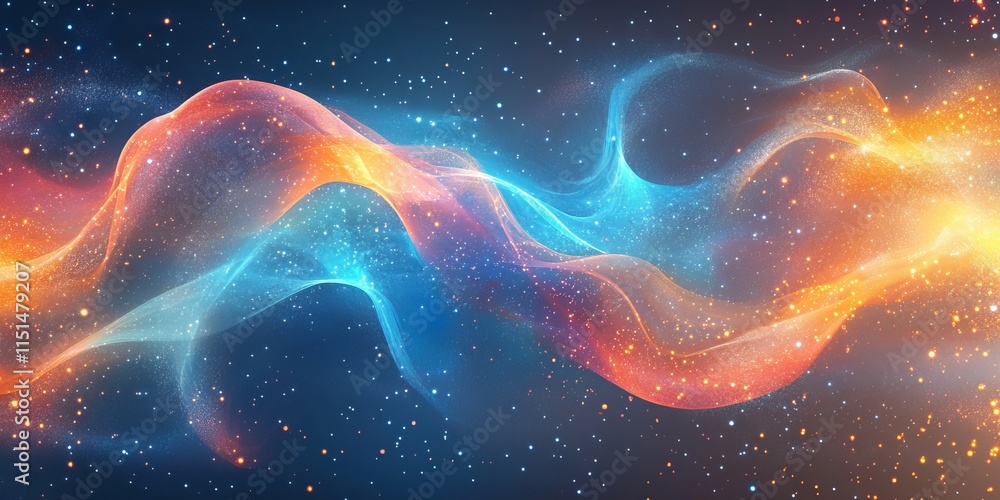 Nebula galaxy waves with glowing edges. Generative AI Nebula galaxy waves with glowing edges. Generative AI