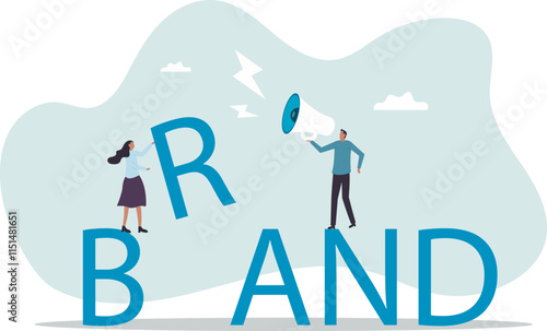 Build branding create brand awareness advertising, product or company value strategy, build reputation or identity for customer recognition concept,business concept.flat character.