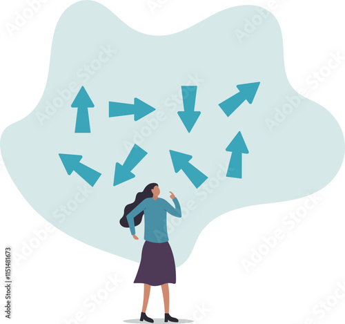 Tough decisions, choosing career path, make choices or think about final result, business directions challenge,business concept.flat character.