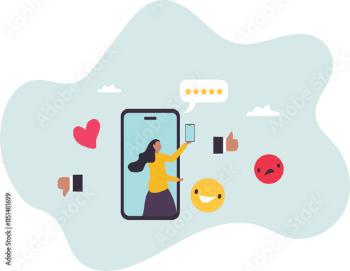 Customer experience, CX or UX user experience, feedback or comment, opinion on product and service,business concept.flat character.