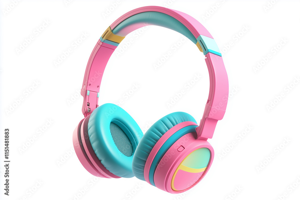 Vibrant Modern Headphones Isolated on a Clean White Background Vibrant Modern Headphones Isolated on a Clean White Background