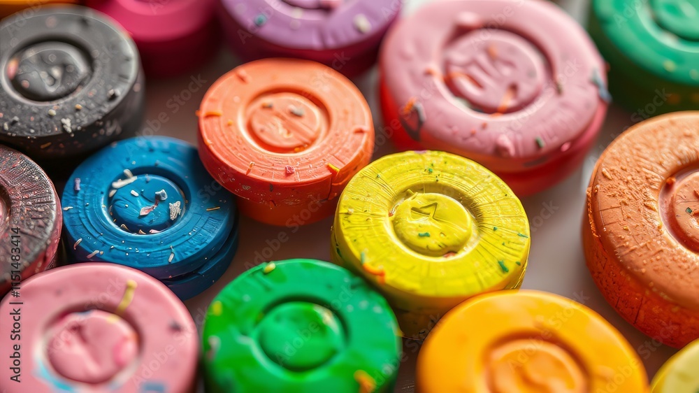 Colorful Crayon Circle Set - Oil Pastel Art, Vibrant, Bright, Detailed Colorful Crayon Circle Set - Oil Pastel Art, Vibrant, Bright, Detailed