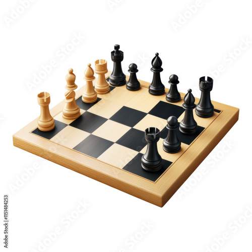 Obraz na płótnie Chess board icon featuring strategically positioned pieces, PNG format with transparent background for versatile use. w salonie