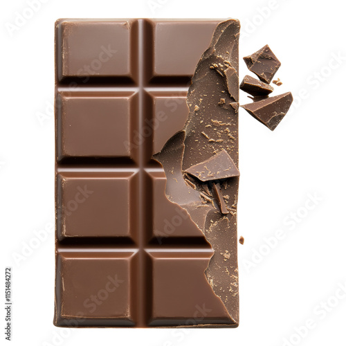 Bitten Chocolate Bar Icon, playful design, rich brown color, transparent background, perfect for candy-themed projects or digital graphics photo