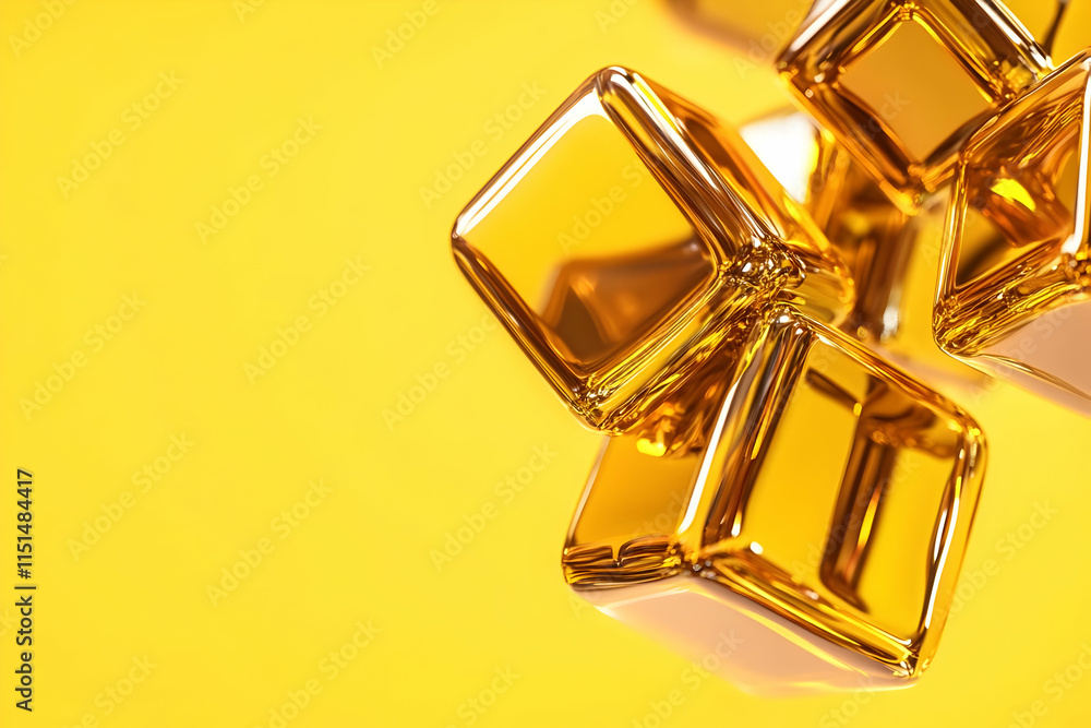 Golden Cubes 3D Illustration Golden Cubes 3D Illustration
