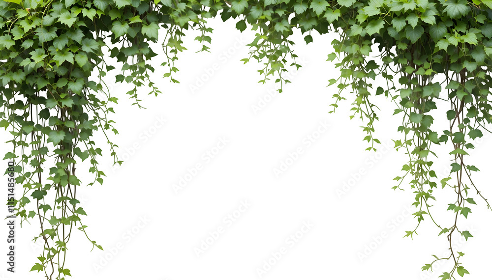 Isolated on a white background, the climbing plant is framed by a white frame Isolated on a white background, the climbing plant is framed by a white frame