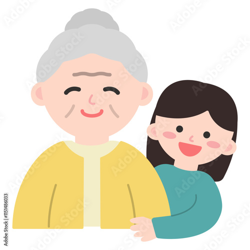 할머니와 행복한 손녀 일러스트