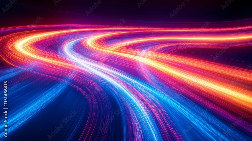 Neon lights intersecting into futuristic abstract compositions. Generative AI Neon lights intersecting into futuristic abstract compositions. Generative AI