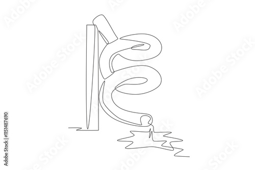 Water slide. Water park concept one-line drawing