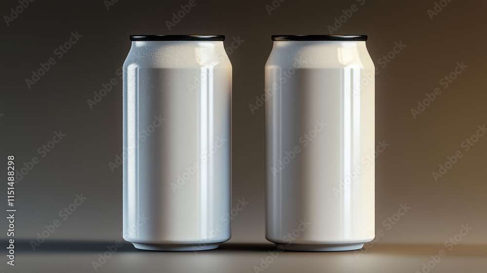 white beer can with sleek black top, minimalist design on neutral backdrop. white beer can with sleek black top, minimalist design on neutral backdrop.