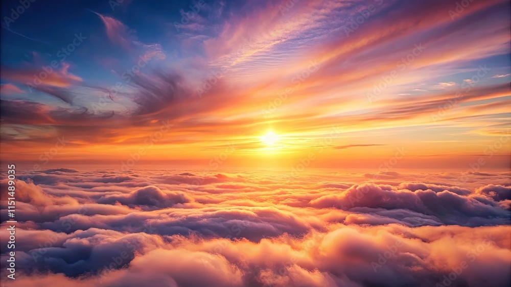 Obraz premium Serene Sunset Above a Sea of Clouds A Breathtaking Aerial View