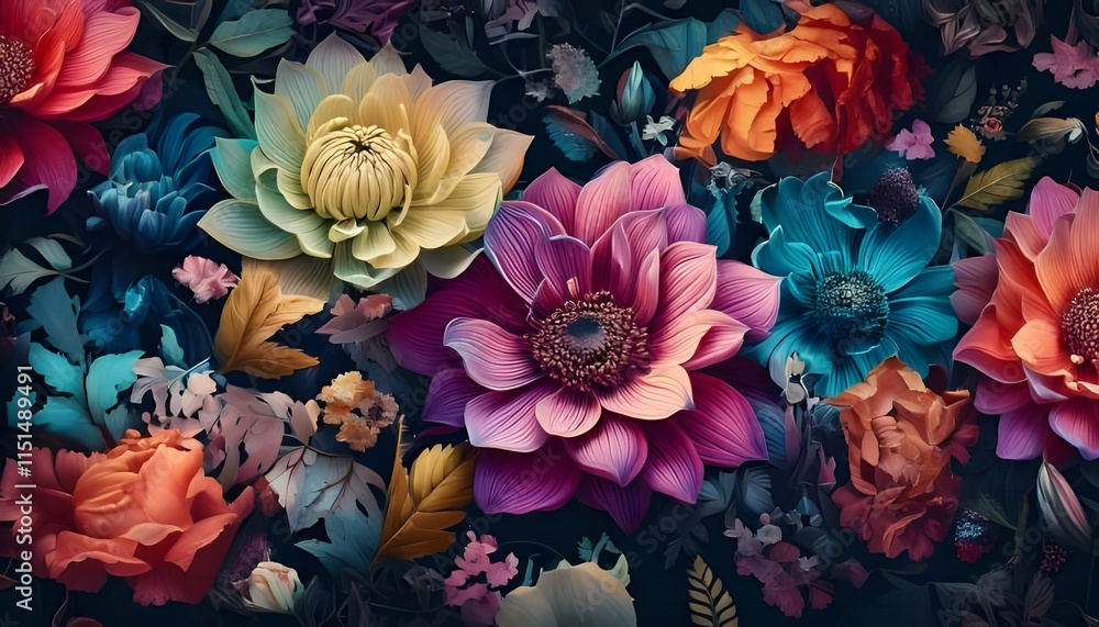 Fototapeta premium A colorful bouquet of vibrant flowers showcasing nature's beauty in a bright and cheerful arrangement