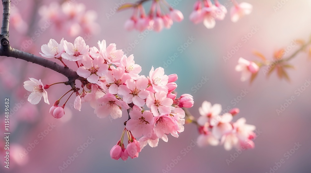 Delicate Pink Cherry Blossoms in Springtime Bloom Delicate Pink Cherry Blossoms in Springtime Bloom