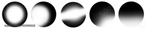 Photography PNG Round shape halftone effect set, transparent background