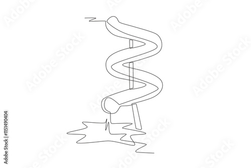 Water slide. Water park concept one-line drawing