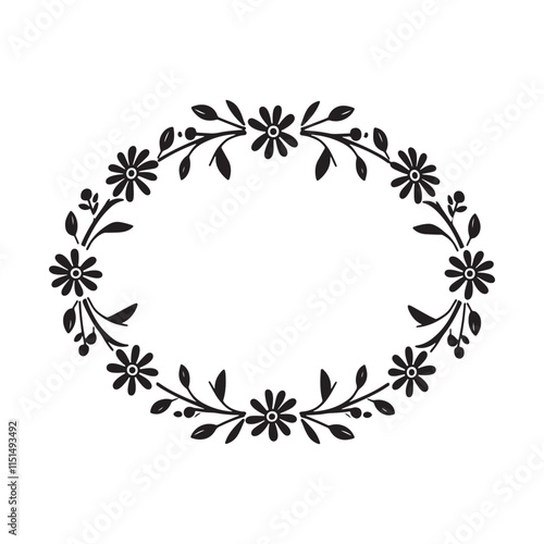 loral wreath silhouette silhouette vector illustration photo