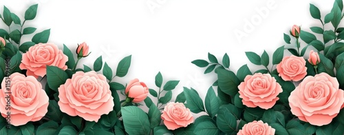 Wallpaper Mural A stunning array of pink roses surrounded by lush green leaves, perfect for decoration. Torontodigital.ca