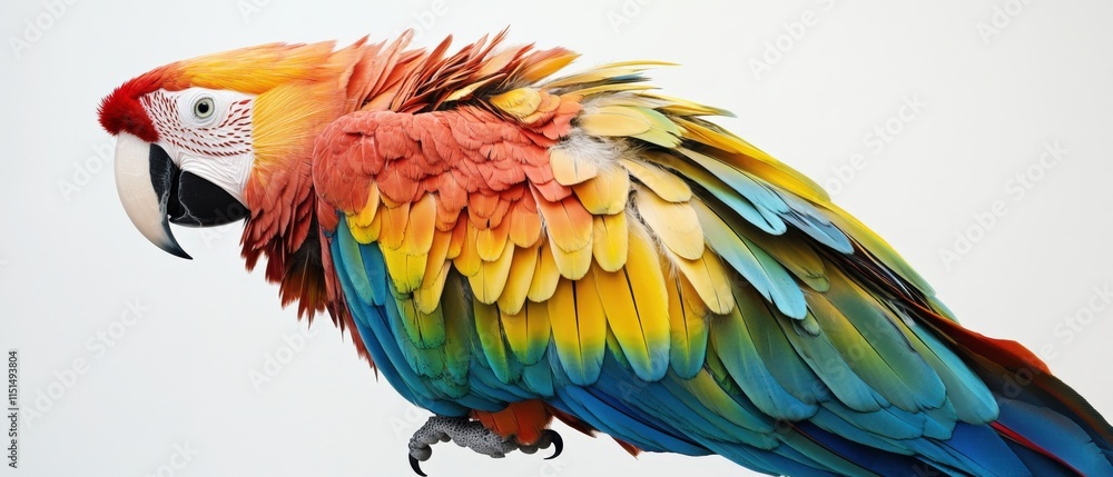 Fototapeta premium close up of a colorful macaw against a white background