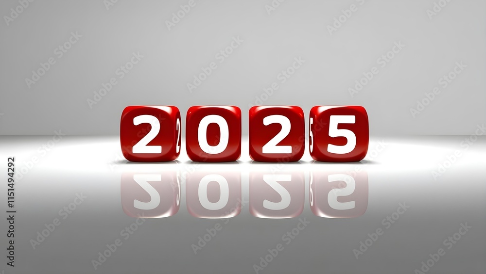 2025 Displayed on Red Cubes in a Sleek Minimalist Design 2025 Displayed on Red Cubes in a Sleek Minimalist Design