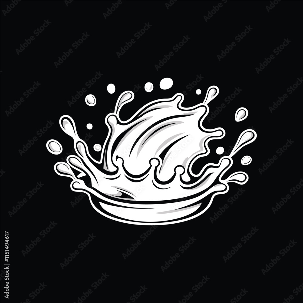 Milk Splash on Black Background Vector Illustration
Milk Splash on Black Background Vector Illustration