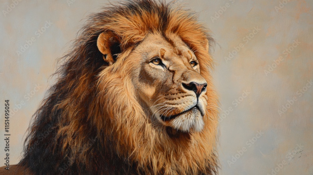a lion with a tan mane looks to the right a lion with a tan mane looks to the right
