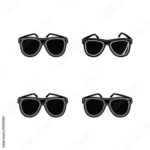 Sunglasses Silhouette Vector Illustration - Black Design


