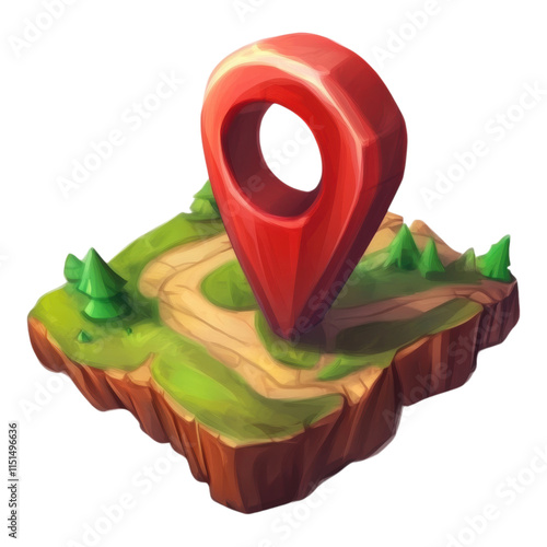 Red location pin icon, clear and vibrant design, perfect for mapping applications and navigation tools, transparent background for versatile use photo