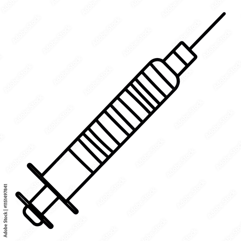 Minimal line art medical syringe icon, sleek design, transparent background, ideal for health-related graphics and educational materials Minimal line art medical syringe icon, sleek design, transparent background, ideal for health-related graphics and educational materials
