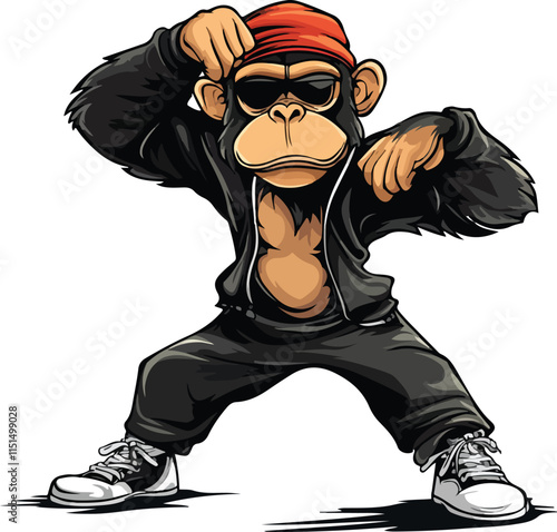 Cool dubbing monkey Mascot style vector on white background