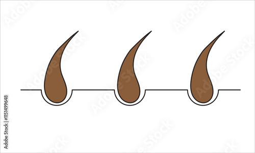 brown hair on human skin. hair icon. hair treatment outline