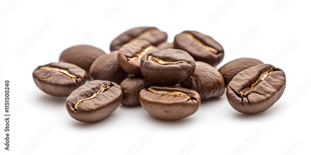 Fresh roasted coffee beans displayed in isolation against a white background, showcasing the rich texture and color of fresh roasted coffee beans for a perfect brew experience. Fresh roasted coffee beans displayed in isolation against a white background, showcasing the rich texture and color of fresh roasted coffee beans for a perfect brew experience.