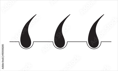 Hair on human skin. hair icon. hair treatment outline