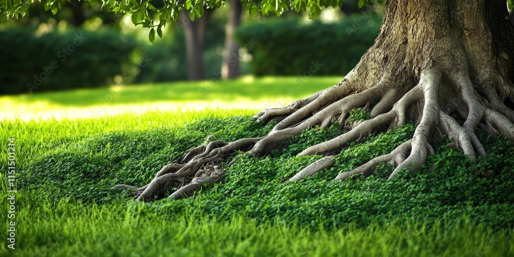 Tree roots intertwined with lush green grass create a captivating scene. The tree s roots, set against the vibrant green grass, tell a story of nature s resilience and beauty. Tree roots intertwined with lush green grass create a captivating scene. The tree s roots, set against the vibrant green grass, tell a story of nature s resilience and beauty.