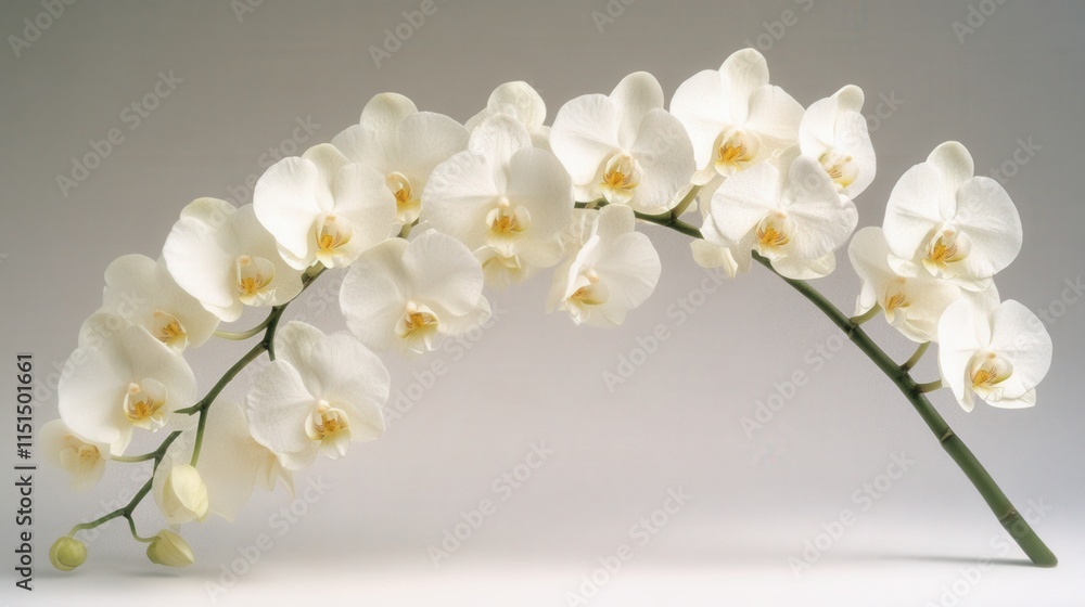 Obraz premium a white orchid stem with many blooming flowers