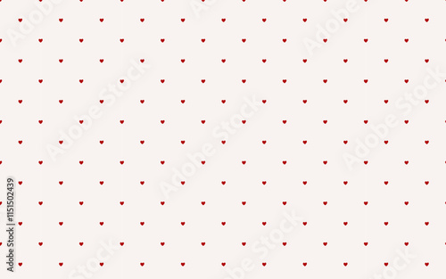Seamless pattern of small red hearts on a light background. Perfect for Valentine's Day designs, fabric prints, and cute backgrounds