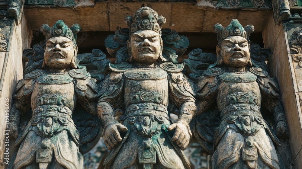Guardians at the gate provide a striking presence at the entrance, illustrating the historical significance of these gate guardians and their role in protecting the impressive site. Guardians at the gate provide a striking presence at the entrance, illustrating the historical significance of these gate guardians and their role in protecting the impressive site.