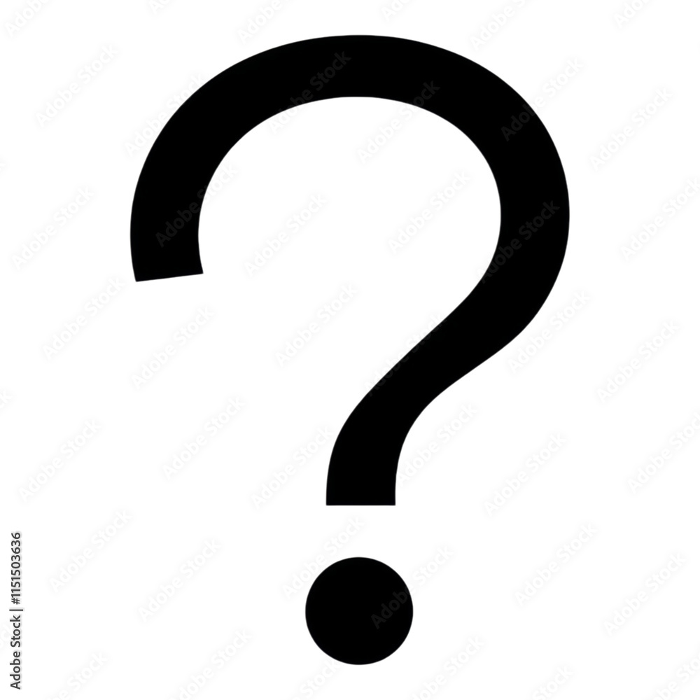 Inquiry symbol, question mark icon, clear design, transparent background, ideal for digital communications and educational materials