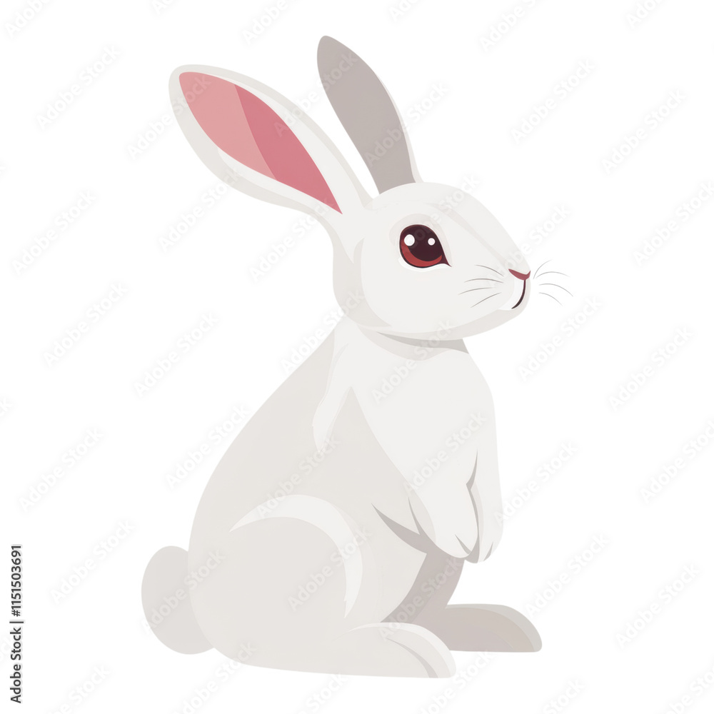 Rabbit icon in flat design, sitting upright, transparent background, perfect for digital applications, playful and engaging style. Rabbit icon in flat design, sitting upright, transparent background, perfect for digital applications, playful and engaging style.
