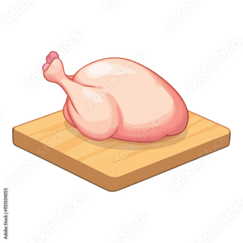 Raw chicken icon on cutting board, transparent background, ideal for culinary designs, recipe illustrations, food-related graphics photo