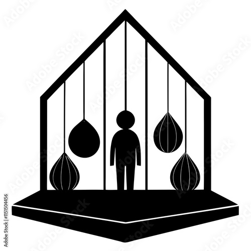 Art installation silhouette flat design