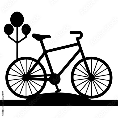 Bicycle in the park silhouette flat design