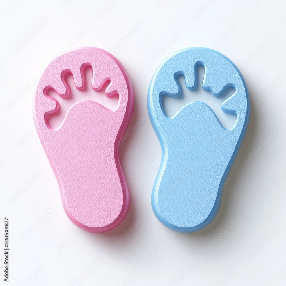 Pink and blue baby footprints. Pink and blue baby footprints.