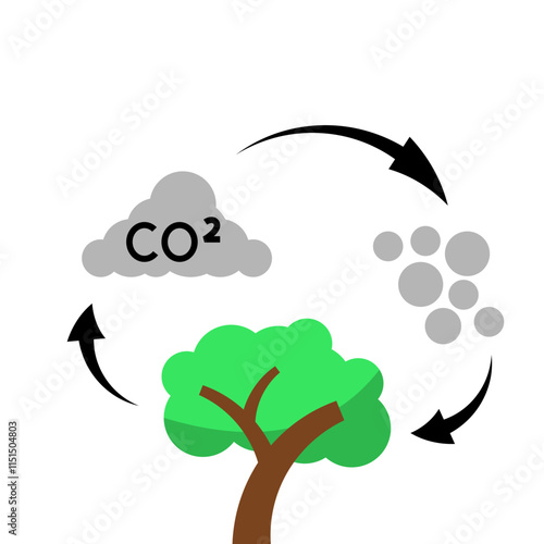 Tree Absorbing CO2 Illustration