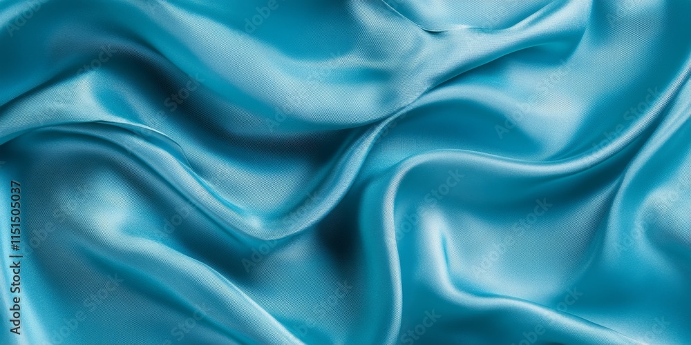 Fototapeta premium This lightweight silk fabric features a stunning texture and background in a beautiful cyan blue. The silk fabric s pattern and sheen make it ideal for enhancing your design projects with elegance.