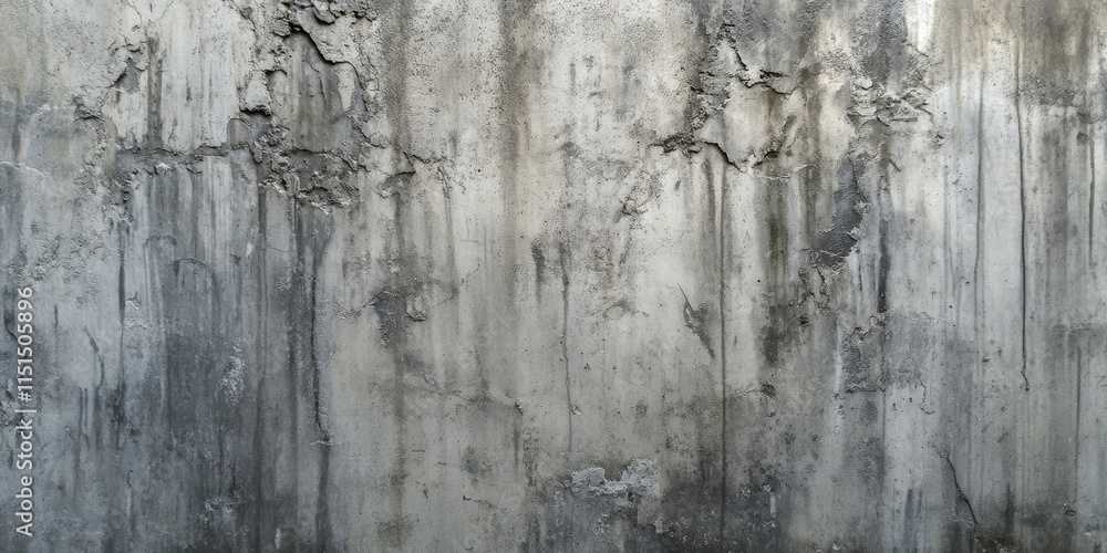 Fototapeta premium The surface features a blurry, damp, weathered grey concrete wall, creating a grungy abstract backdrop with a textured appearance.