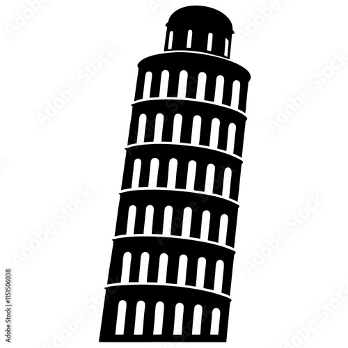 Leaning Tower of Pisa silhouette flat design