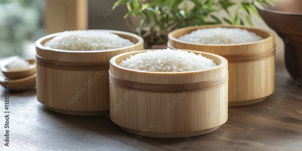 Bamboo container filled with rice grain showcases the beauty of the rice grain. This rice grain display adds a touch of natural elegance with its bamboo elements, perfect for various compositions. Bamboo container filled with rice grain showcases the beauty of the rice grain. This rice grain display adds a touch of natural elegance with its bamboo elements, perfect for various compositions.