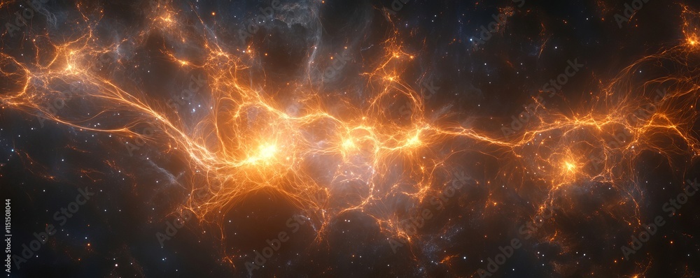 Particle explosions creating intricate glowing webs in dark atmospheres. Generative AI Particle explosions creating intricate glowing webs in dark atmospheres. Generative AI