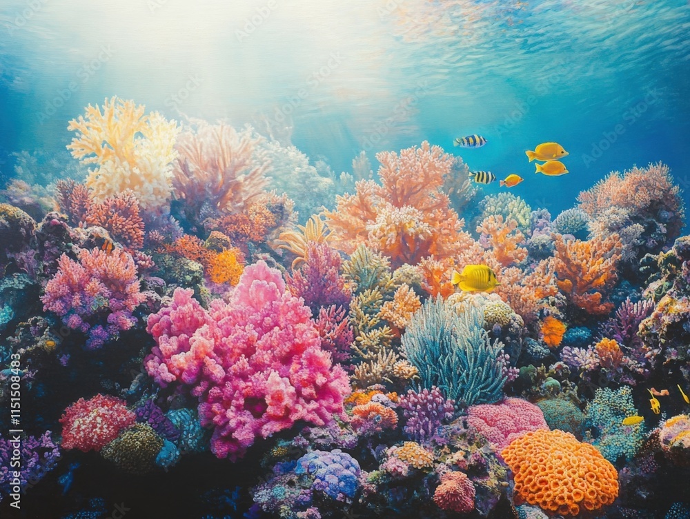 Obraz premium colorful coral reef with many fishes
